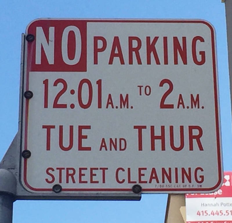 SF street cleaning No Parking sign